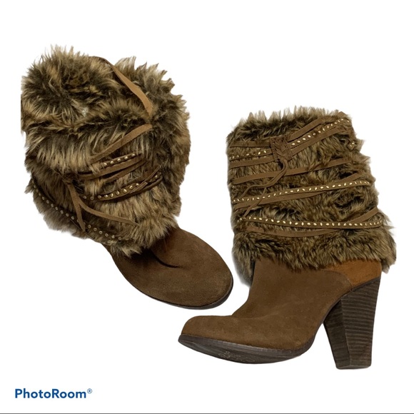 naughty monkey Shoes - Naught Monkey faux fur heel boots